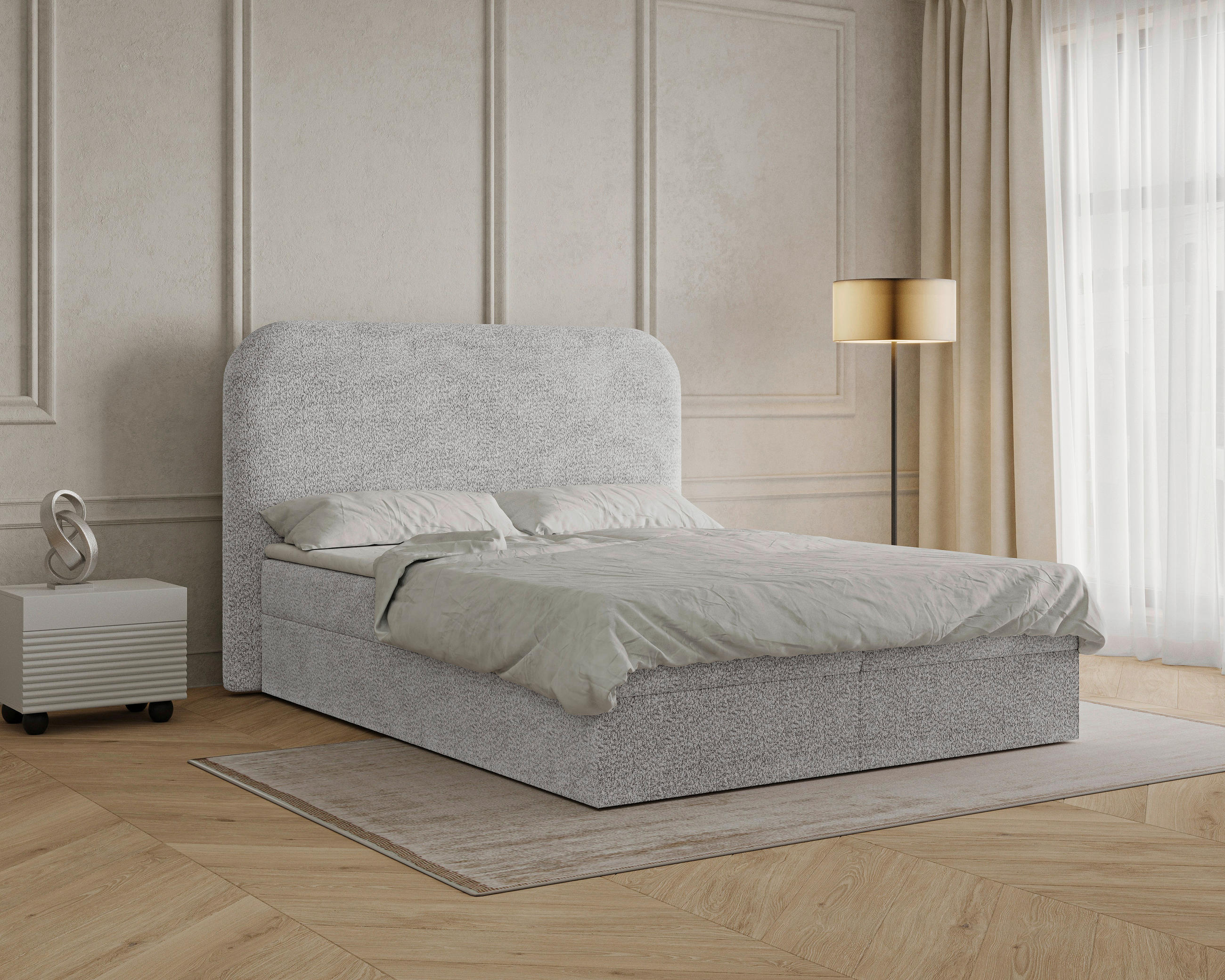 BOXBETT 140/200 cm,  in Grau, Bettkasten, Topper,  - Schwarz/Grau, MODERN, Holz/Kunststoff (140/200cm) - MID.YOU