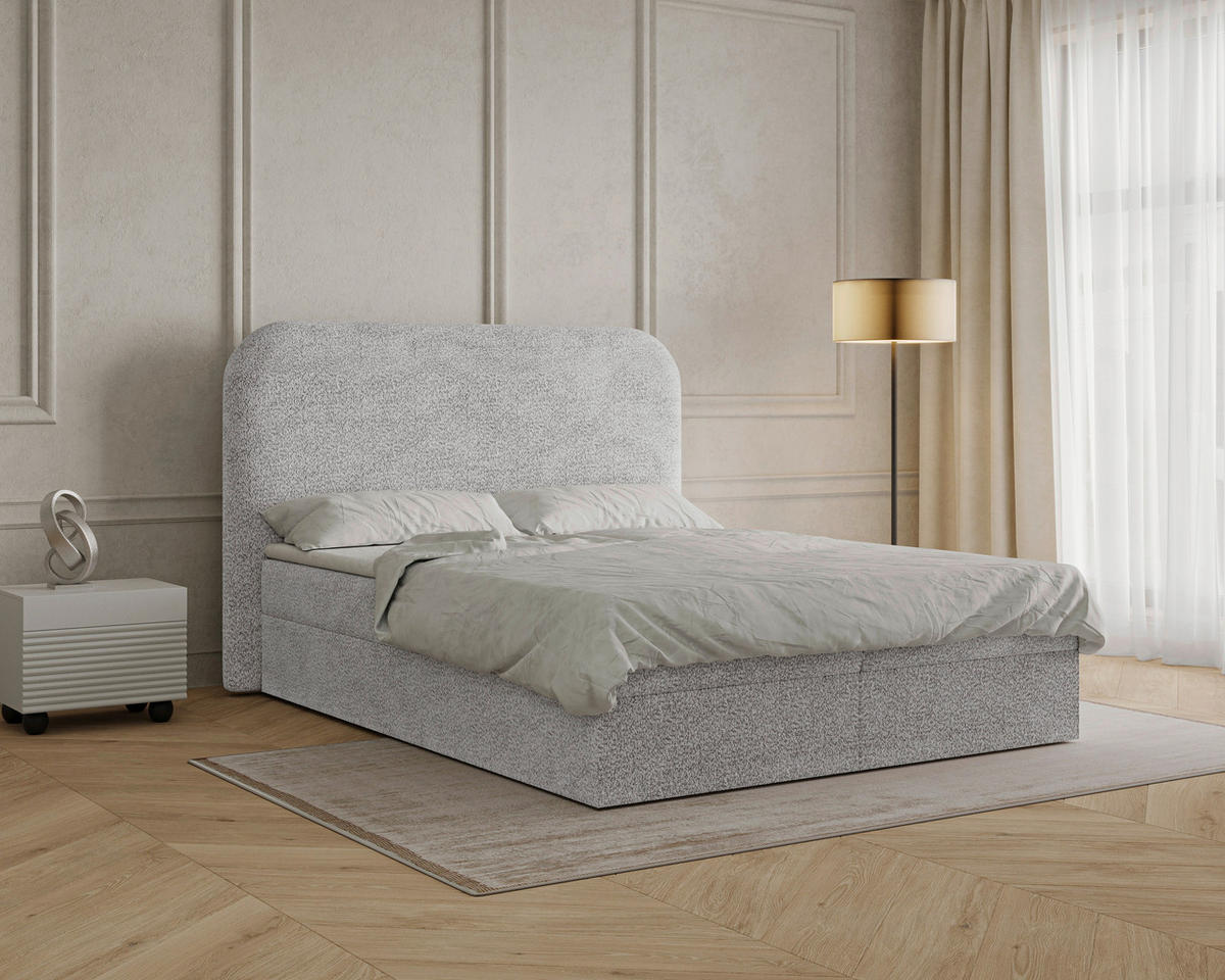 BOXBETT 140/200 cm,  in Grau, Bettkasten, Topper,  - Schwarz/Grau, MODERN, Holz/Kunststoff (140/200cm) - MID.YOU