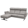 ECKSOFA Sandfarben Flachgewebe  - Sandfarben/Schwarz, Design, Textil/Metall (176-217/259-307cm) - Dieter Knoll