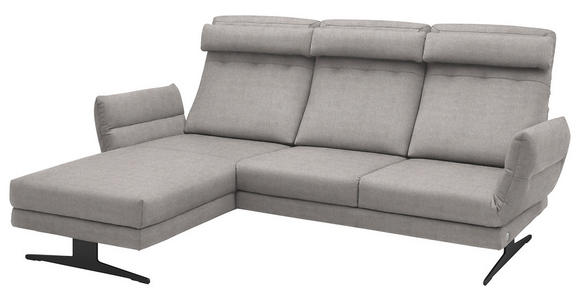 ECKSOFA Sandfarben Flachgewebe  - Sandfarben/Schwarz, Design, Textil/Metall (176-217/259-307cm) - Dieter Knoll