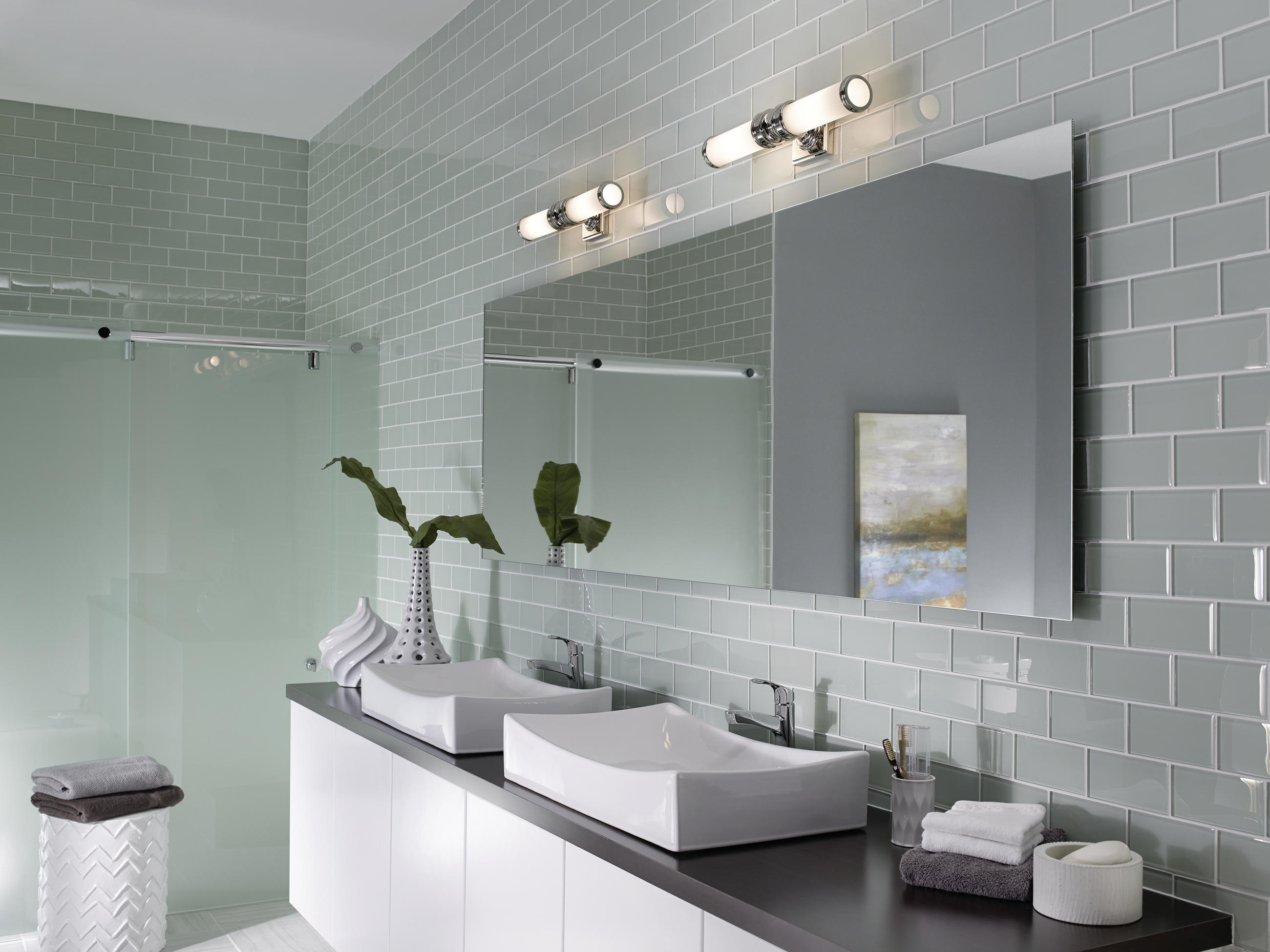 BADEZIMMER-WANDLEUCHTE Elstead FE-Payne 2 50,2/12,7/12.7 cm   - Chromfarben, Design, Glas/Metall (50,2/12,7/12.7cm) - Elstead Lighting
