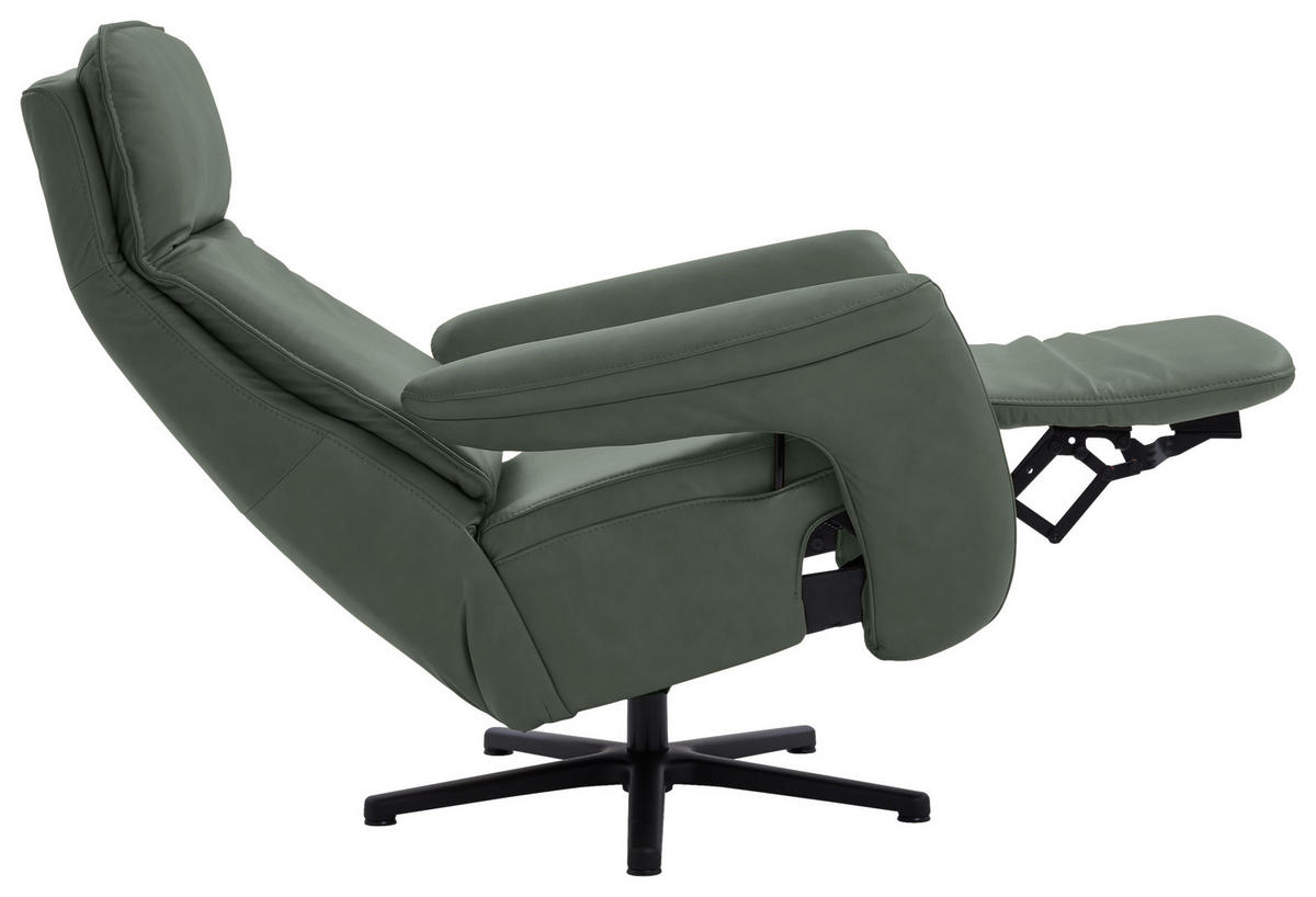 RELAXSESSEL in Leder Dunkelgrün  - Dunkelgrün/Schwarz, Design, Leder/Metall (83/112/87-174cm) - Valdera