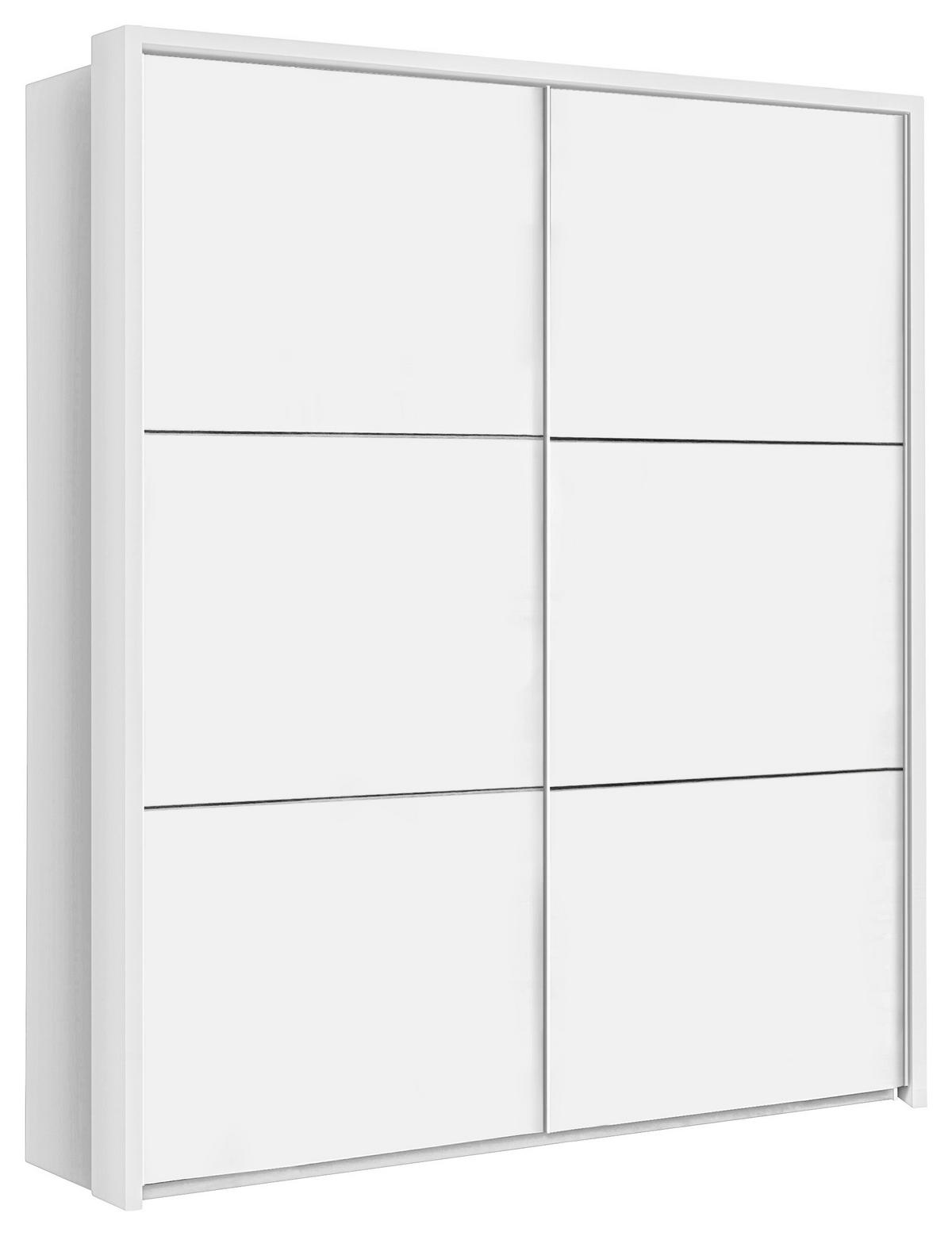 SCHWEBETÜRENSCHRANK in Weiss, Weiss Hochglanz  - Weiss Hochglanz/Weiss, Design, Holzwerkstoff/Metall (170,3/209,7/61,2cm) - home24