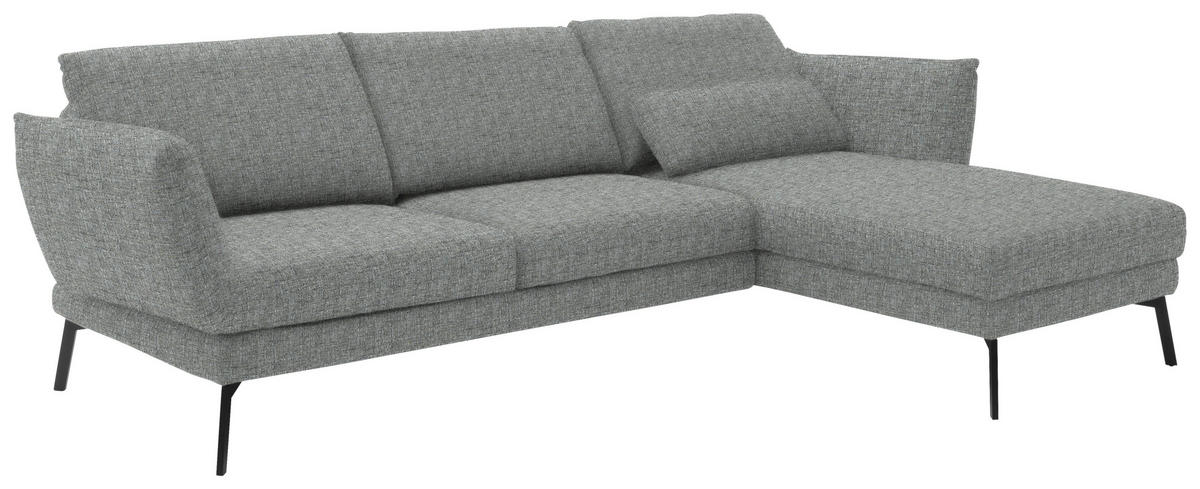 ECKSOFA in Flachgewebe Hellgrau  277/175 cm  - Hellgrau/Schwarz, Design, Textil/Metall (277/175cm) - Schöner Wohnen