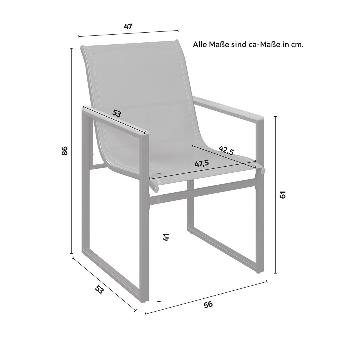 SET STOLICA ZA BAŠTU - siva/prirodna boja, Moderno, metal/tekstil (56/86/53cm) - Bessagi Garden