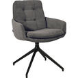 ARMLEHNSTUHL  Stoffauswahl, Typenauswahl, Sitzfläche 360° drehbar, Gestellauswahl Cord  - Anthrazit/Schwarz, Design, Textil/Metall (63/90/69cm) - Johann Jakob
