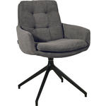 ARMLEHNSTUHL  in Eisen Cord  - Anthrazit/Schwarz, Design, Textil/Metall (63/90/69cm) - Johann Jakob