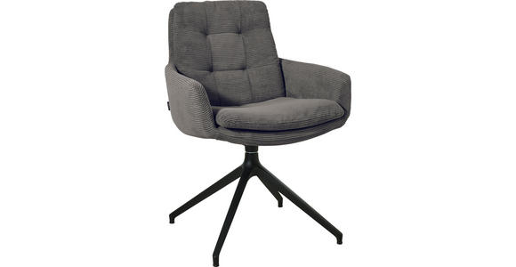 ARMLEHNSTUHL  Stoffauswahl, Typenauswahl, Sitzfläche 360° drehbar, Gestellauswahl Cord  - Anthrazit/Schwarz, Design, Textil/Metall (63/90/69cm) - Johann Jakob