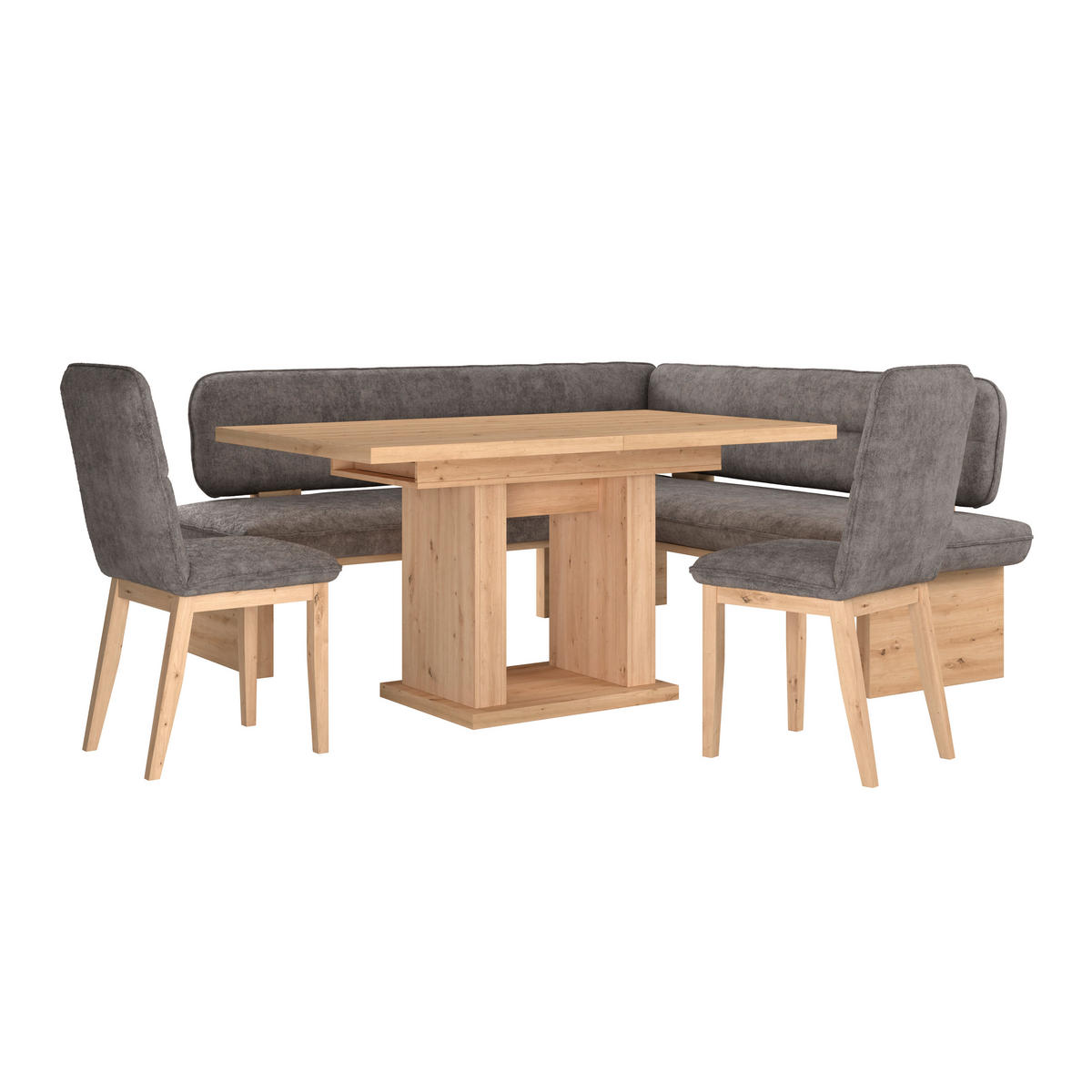 ECKBANK 232/170 cm Webstoff Grau Eiche Sperrholz   - Eichefarben/Grau, KONVENTIONELL, Holz/Textil (232/170cm) - James Wood