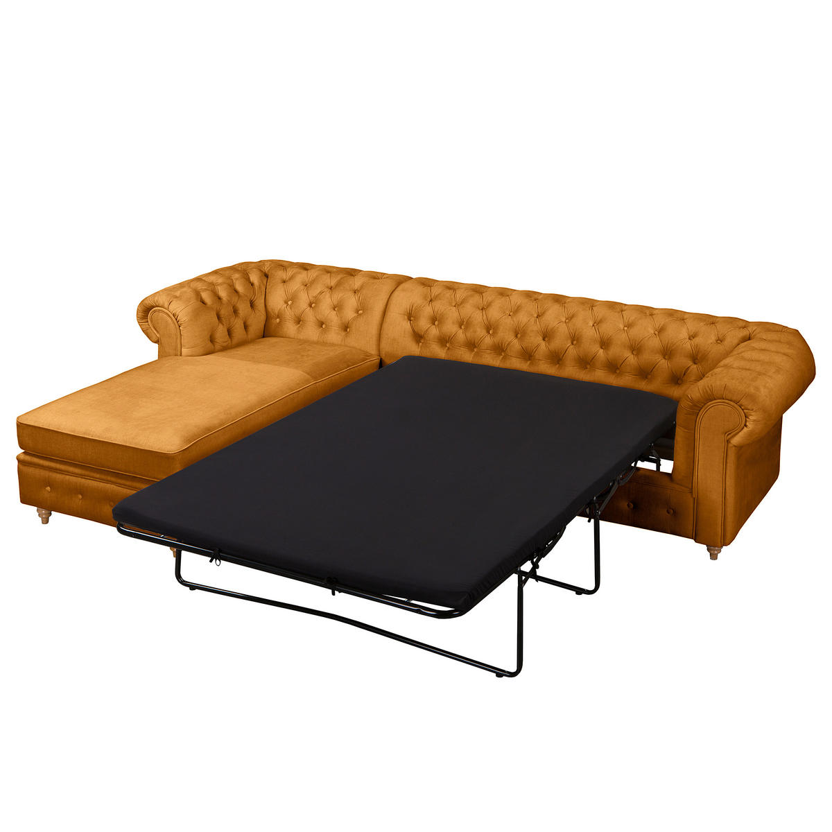 ECKSOFA Mikrofaser Bernsteinfarben  - Bernsteinfarben/Braun, Design, Holz/Textil (182/284cm) - P & B