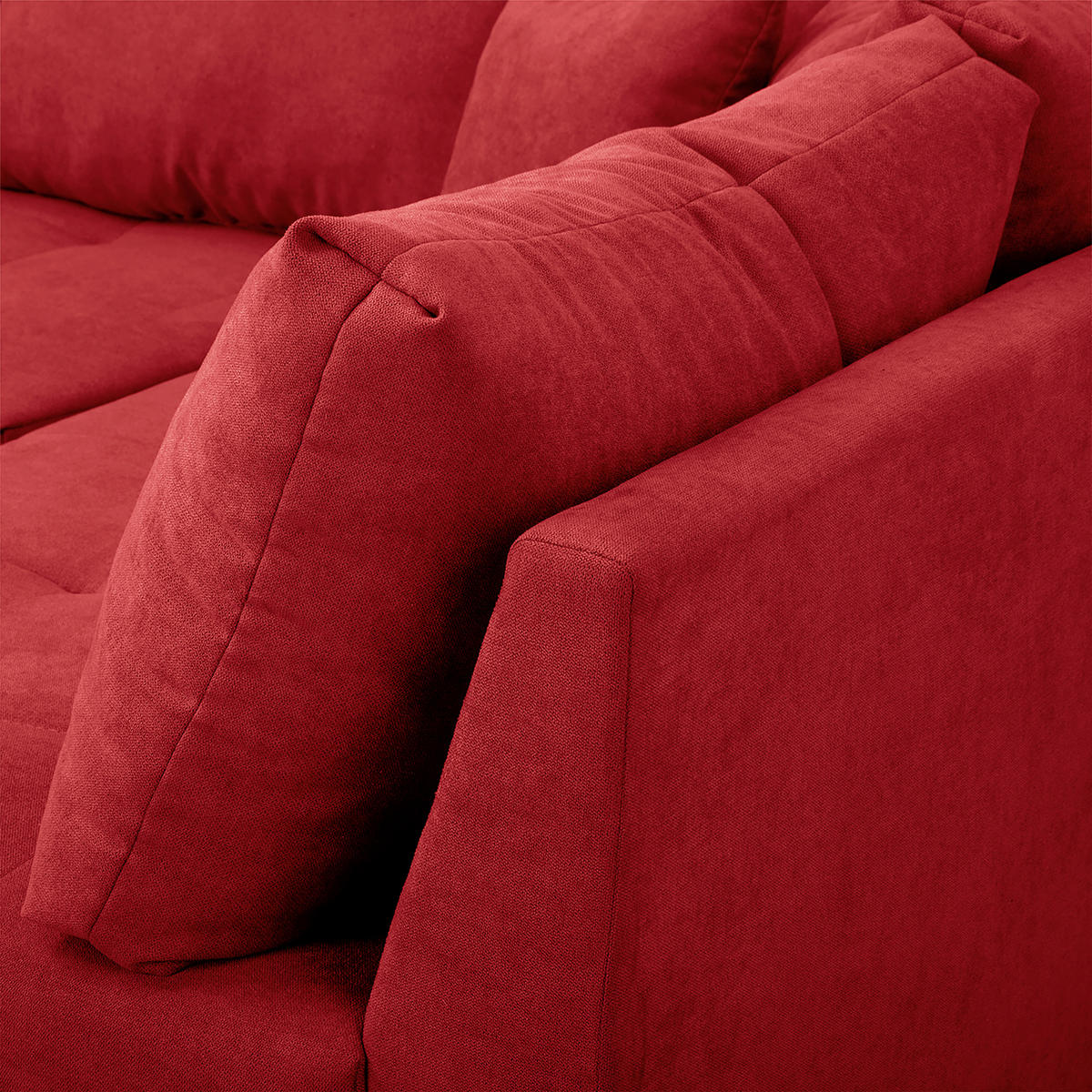 ECKSOFA Ariella in Mikrofaser Rot  231/161 cm  - Rot/Naturfarben, Design, Holz/Textil (231/161cm) - Livetastic