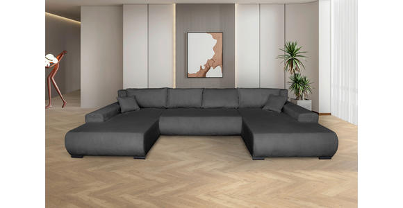 WOHNLANDSCHAFT  in Cord Anthrazit  - Anthrazit/Schwarz, KONVENTIONELL, Textil/Metall (191/351/191cm) - Carryhome