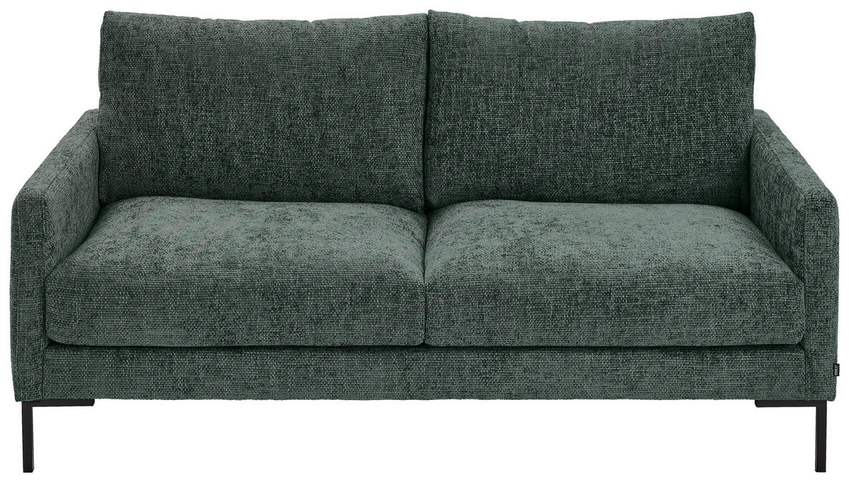 2,5-SITZER in Webstoff Dunkelgrün  - Dunkelgrün/Schwarz, Konventionell, Textil/Metall (176/78/90cm) - MID.YOU