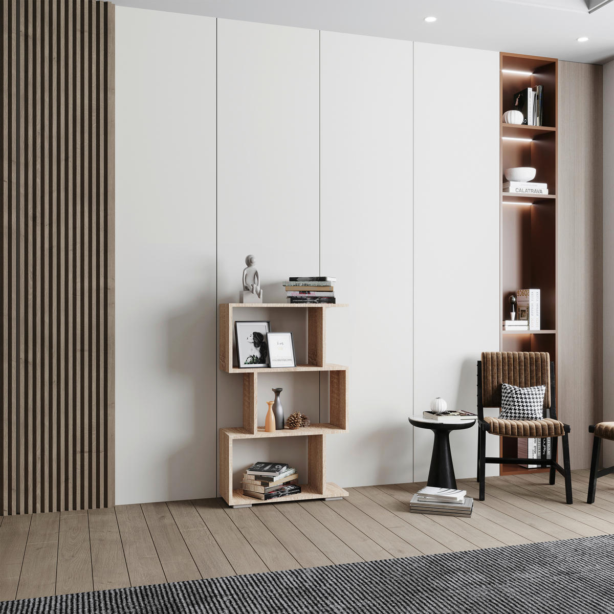 REGAL  60/97/24 cm Sonoma Eiche  - Silberfarben/Sonoma Eiche, Design, Holzwerkstoff/Kunststoff (60/97/24cm) - MID.YOU