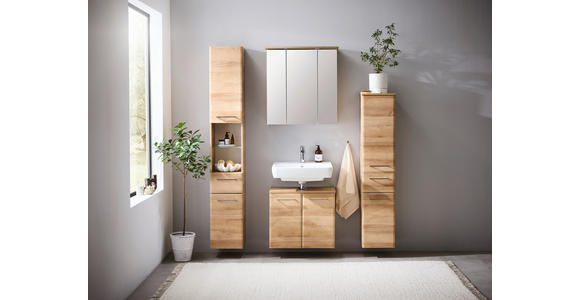 WASCHBECKENUNTERSCHRANK 60/53/33 cm  - Chromfarben/Eichefarben, KONVENTIONELL, Holzwerkstoff/Metall (60/53/33cm) - Xora