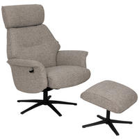 RELAXSESSELSET Bouclé    - Taupe/Schwarz, Design, Holz/Textil (77/108/81cm) - Livetastic
