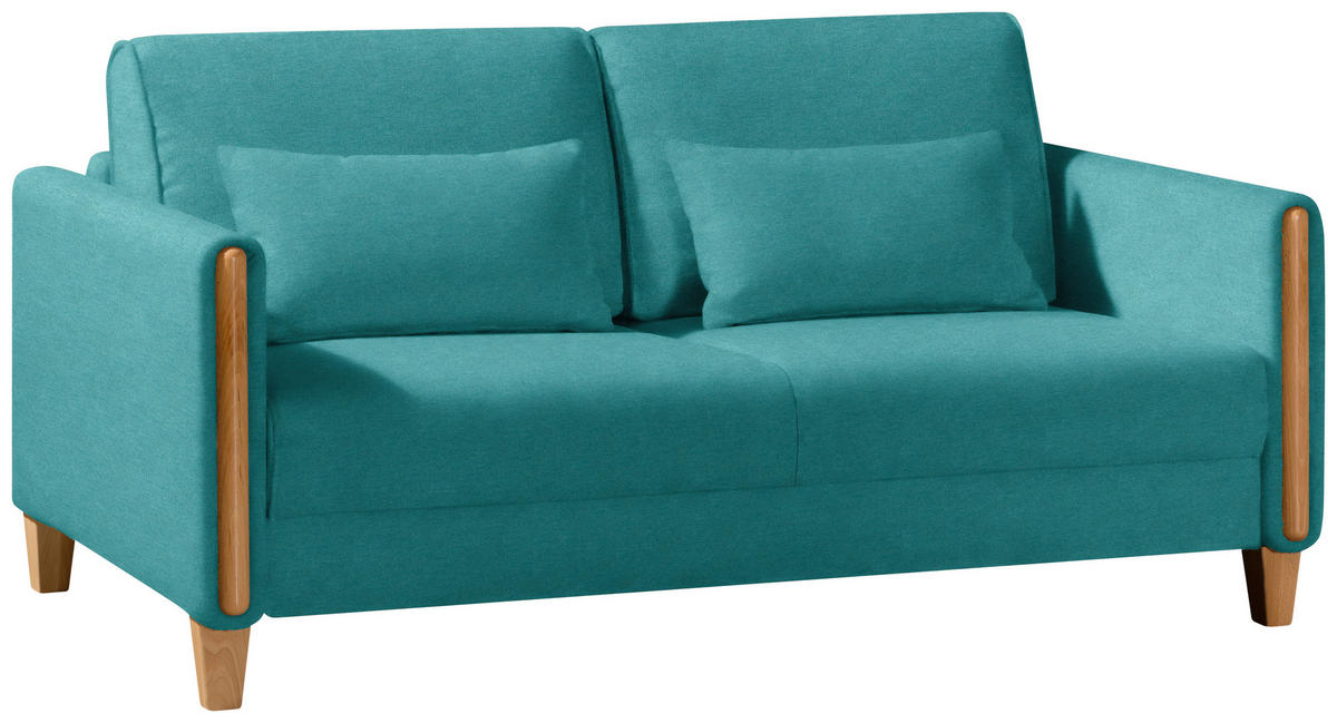 SCHLAFSOFA in Flachgewebe Türkis, Buchefarben  - Türkis/Buchefarben, Design, Holz/Textil (174/88/104cm) - Niels Andersson