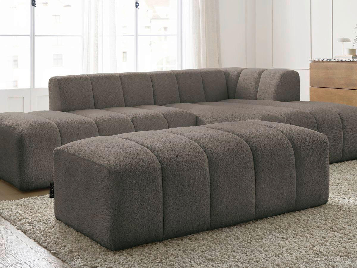 ECKSOFA  ANNECY Taupe Bouclé  - Taupe/Schwarz, MODERN, Kunststoff/Textil (262/170cm)