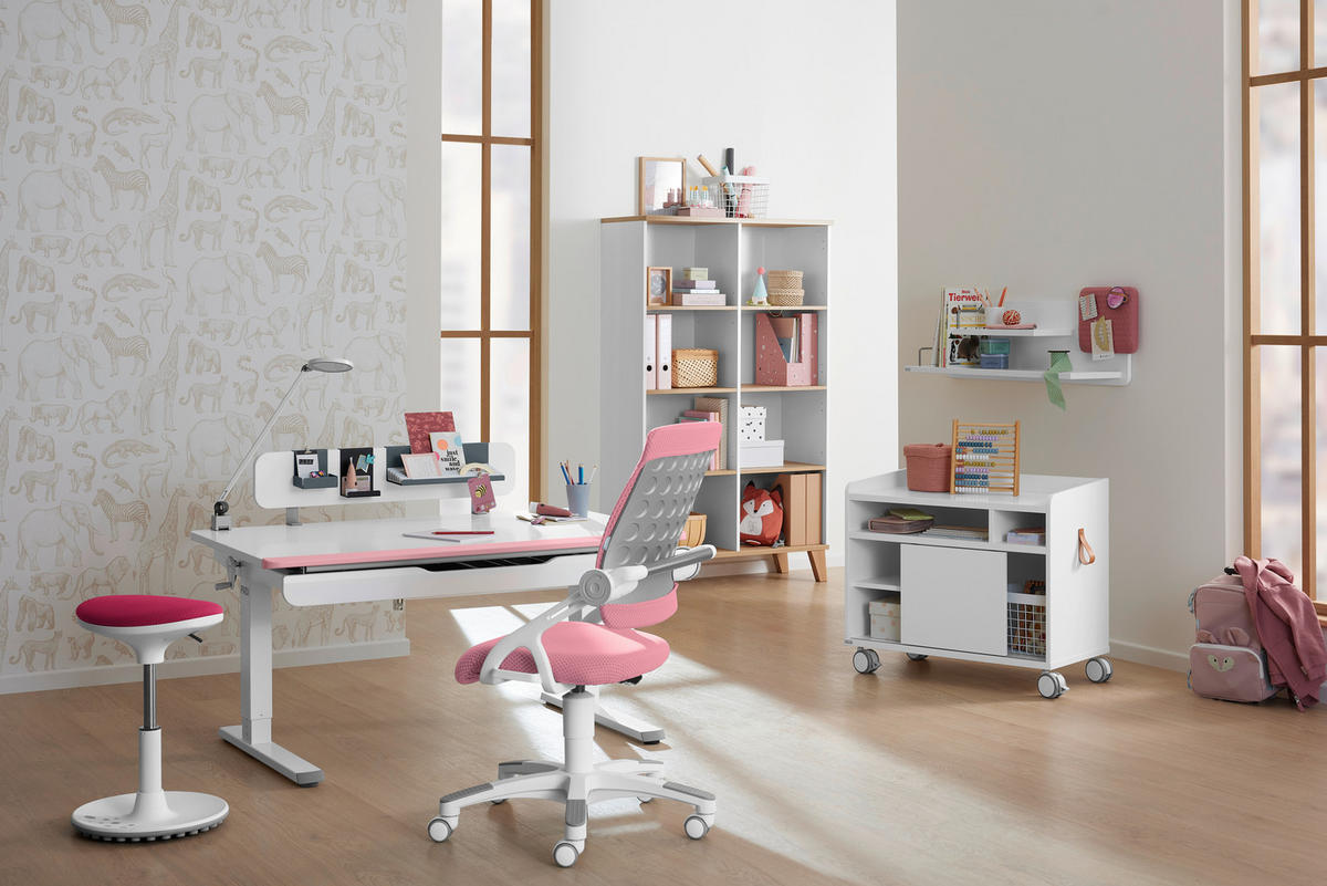 JUGENDDREHSTUHL Netz Rosa  - Silberfarben/Rosa, Design, Kunststoff/Textil (54/85-97/53cm) - Paidi