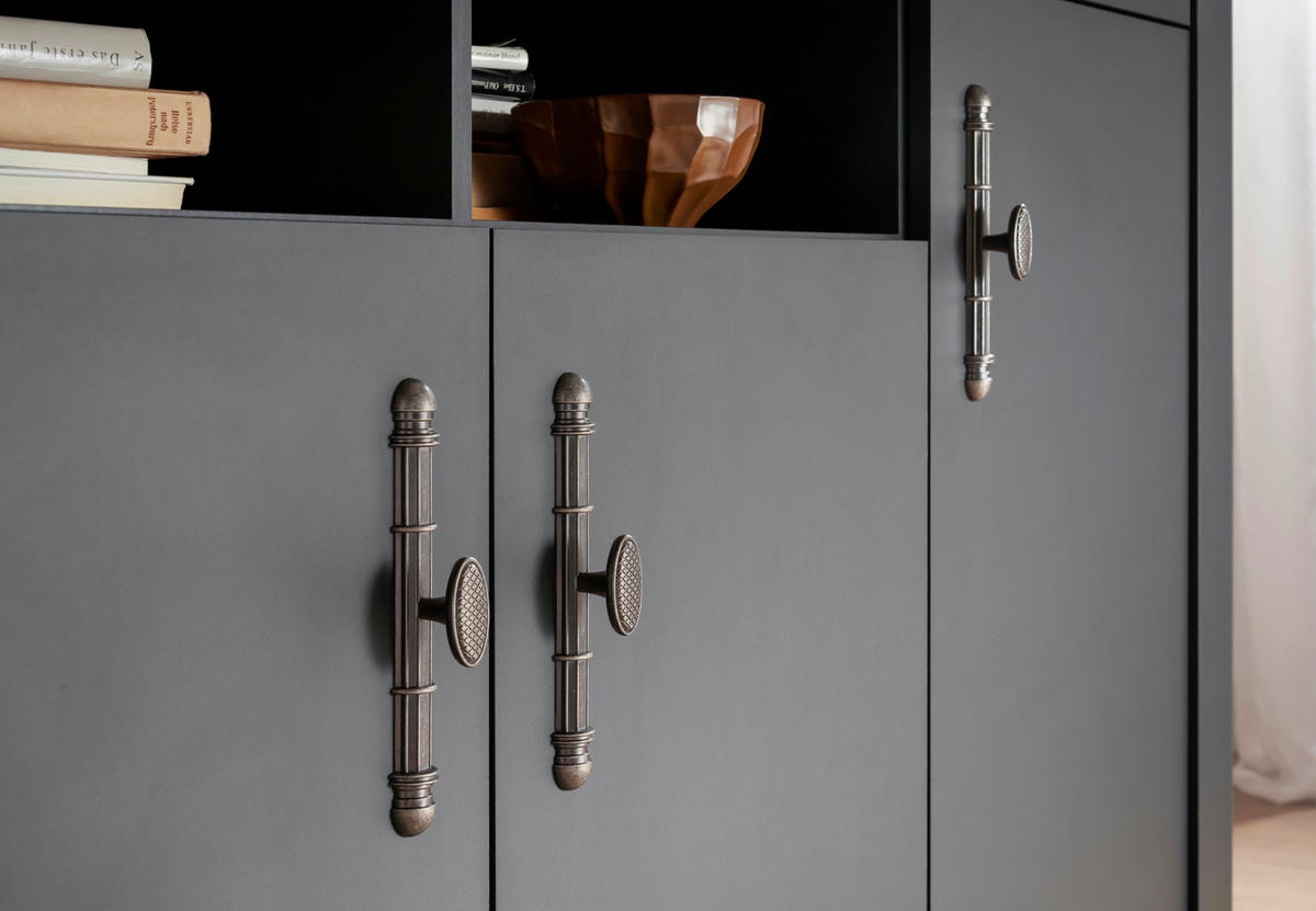 SIDEBOARD  in 200/104/45 cm  - Anthrazit/Silberfarben, Design, Holzwerkstoff/Metall (200/104/45cm) - MID.YOU