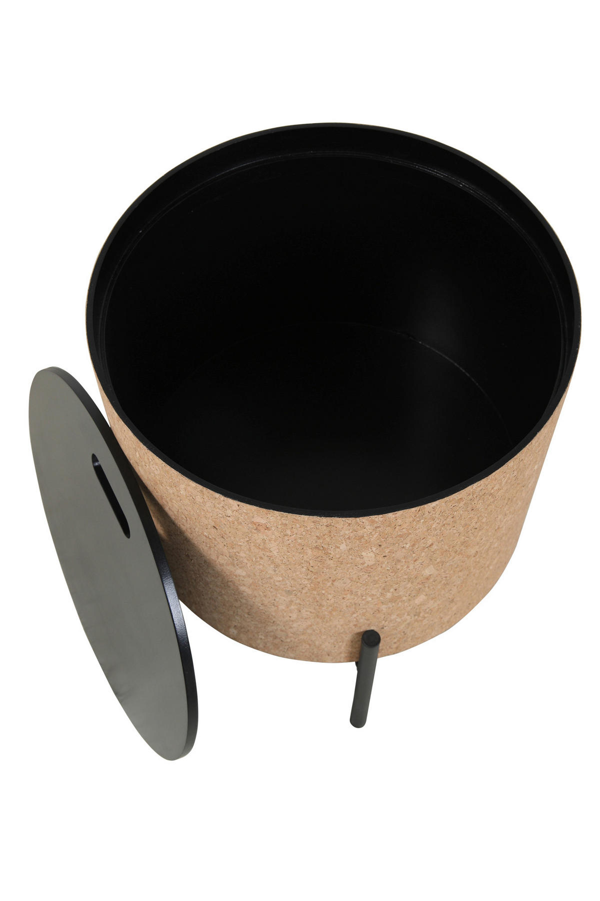 COUCHTISCHSET Kork 63-41,5/63-41,5/48,5-36,5 cm rund Naturfarben, Schwarz  - Schwarz/Naturfarben, Design, Holz/Holzwerkstoff (63-41,5/63-41,5/48,5-36,5cm) - Livetastic