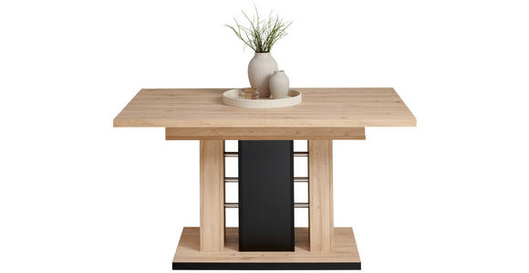 ESSTISCH 140-180/90/75 cm Nachbildung  Holzwerkstoff ausziehbar rechteckig Schwarz, Eiche Artisan  - Schwarz/Eiche Artisan, KONVENTIONELL, Holzwerkstoff (140-180/90/75cm) - Carryhome
