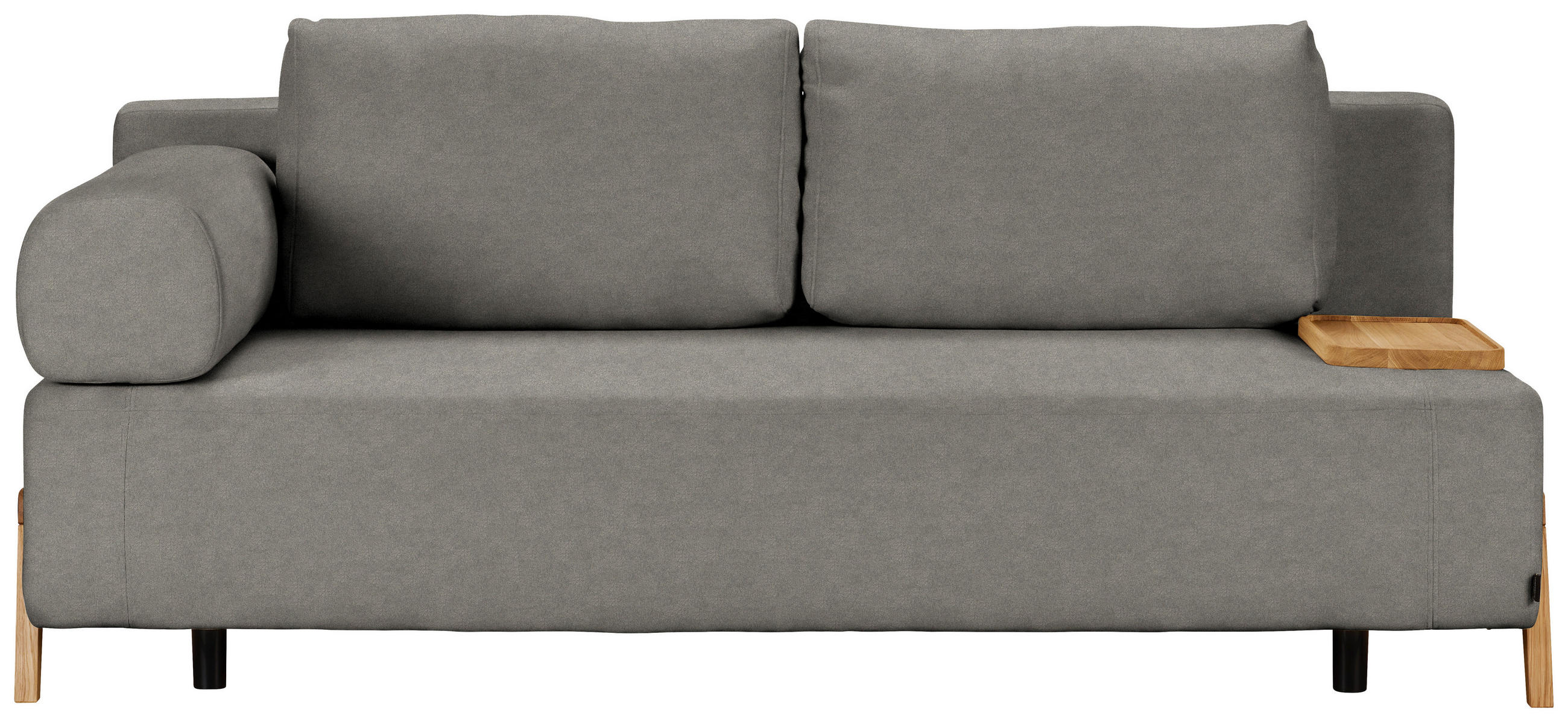 SCHLAFSOFA Mikrofaser Graubraun  - Graubraun/Naturfarben, Design, Holz/Textil (211/88/102cm) - Niels Andersson
