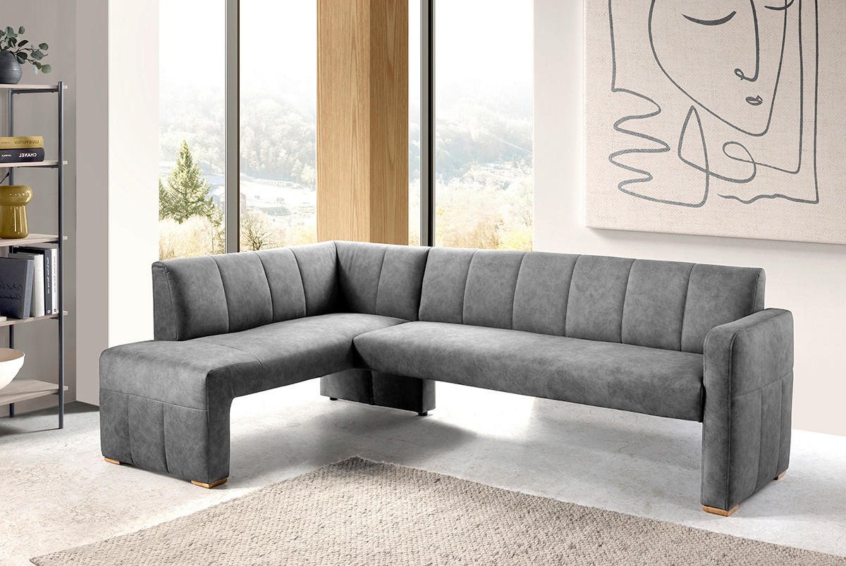 KLUPA KUTNA  siva  drvo, tekstil, drvni materijal      - siva/boje hrasta, Moderno, drvni materijal/drvo (245/159cm) - Livetastic