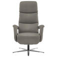 RELAXSESSEL in Leder Grau  - Edelstahlfarben/Grau, Design, Leder/Metall (76/119/86cm) - Dieter Knoll