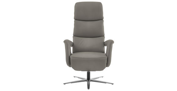 RELAXSESSEL in Leder Grau  - Edelstahlfarben/Grau, Design, Leder/Metall (76/119/86cm) - Dieter Knoll