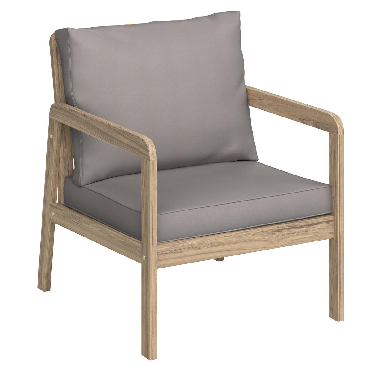 VRTNI SET   drvo, tekstil  svijetlo siva, boje tikovine    - boje tikovine/svijetlo siva, Moderno, drvo/tekstil (85/116/60/35/72/72/55/64/64cm) - Ambia Garden