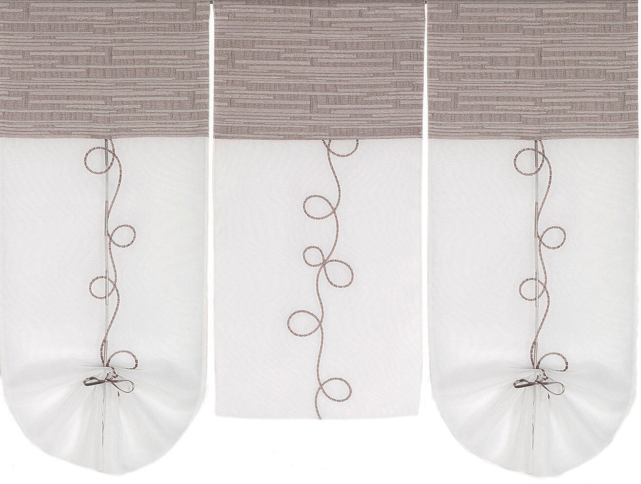 KURZGARDINE 3ER SET   90/80 cm   - Taupe/Beige, KONVENTIONELL, Textil (90/80cm)