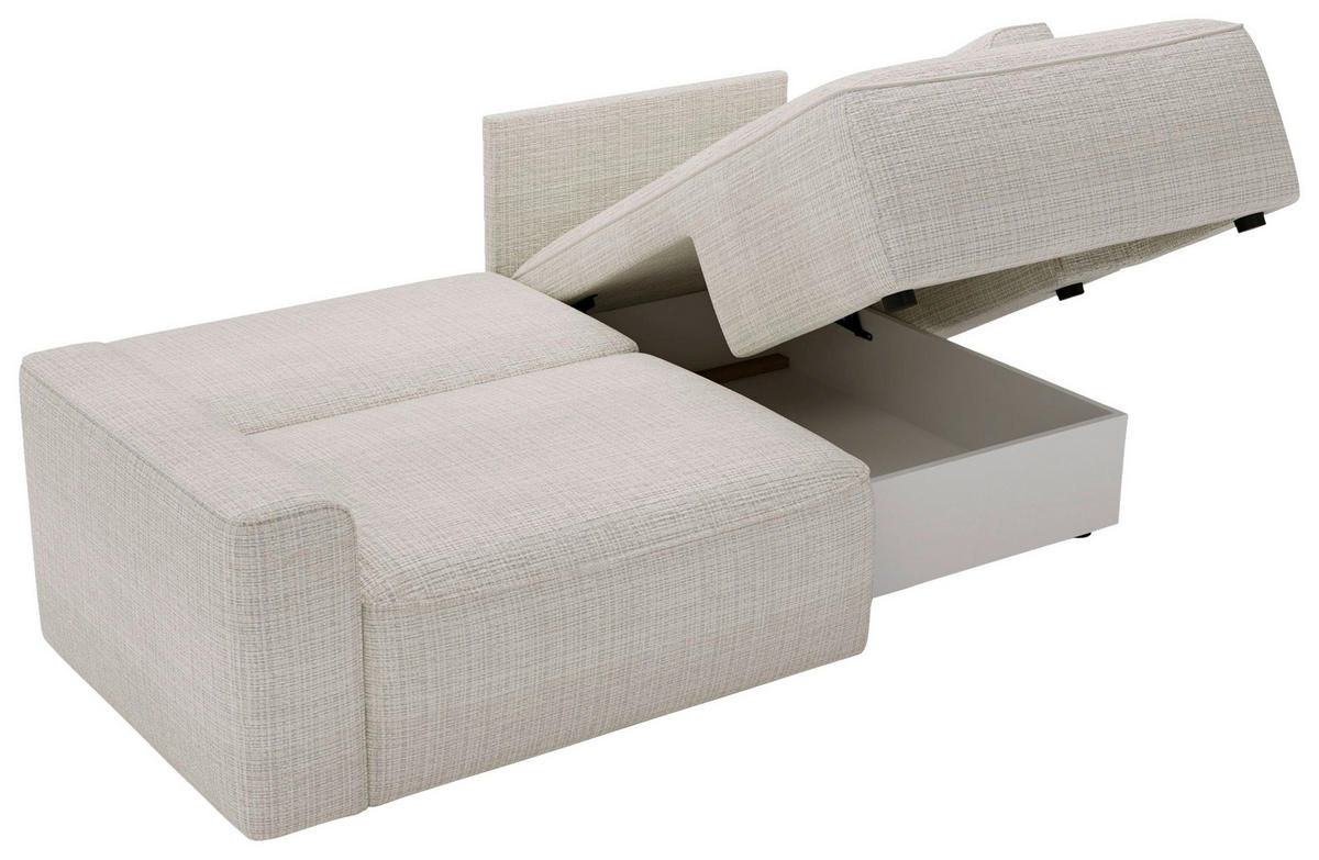 ECKSOFA in Chenille Creme  - Creme/Schwarz, Design, Kunststoff/Textil (233/144cm) - Livetastic
