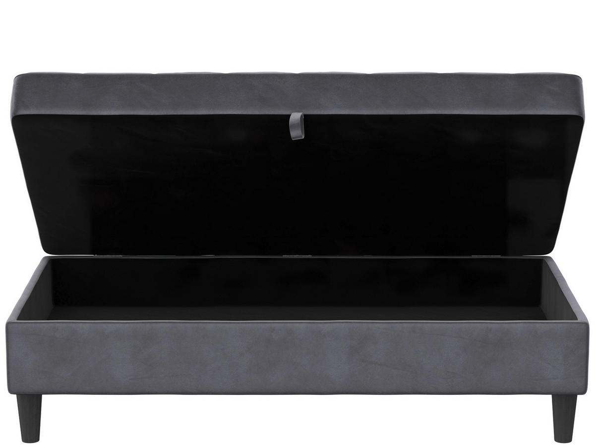 HOCKER PALERMO Velours Dunkelgrau  - Dunkelgrau/Schwarz, Basics, Kunststoff/Textil (130/43/69cm) - Livetastic