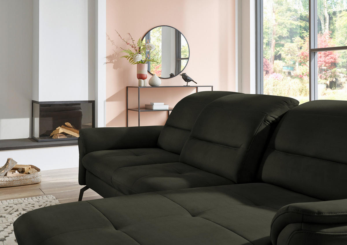 ECKSOFA in Flachgewebe Dunkelgrün  - Dunkelgrün/Schwarz, Konventionell, Textil/Metall (260/181cm) - Beldomo Speed
