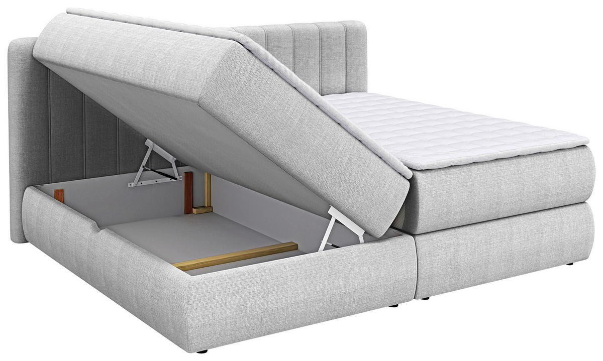 FAMILIENBOXSPRINGBETT - Hellgrau/Schwarz, Design, Kunststoff/Textil (240/200cm) - Chameo