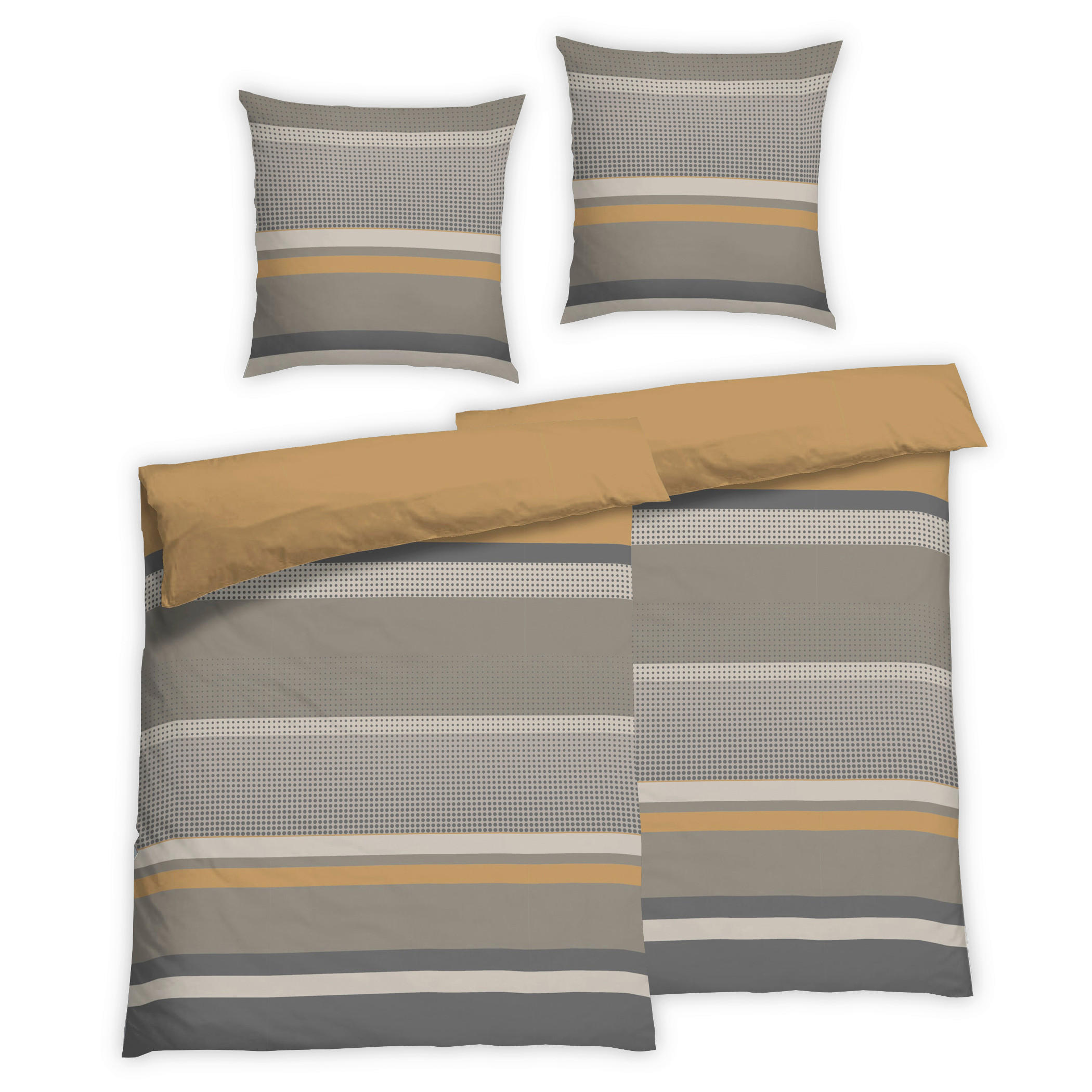 Bettwäsche 2er Set 4-teilig Flanell 135/200 cm  - Beige, Design, Textil (135/200cm) - Florella
