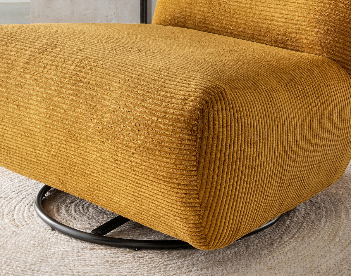 XXL-SESSEL in Cord Goldfarben  - Goldfarben/Schwarz, Trend, Textil/Metall (95/77/94cm) - Livetastic