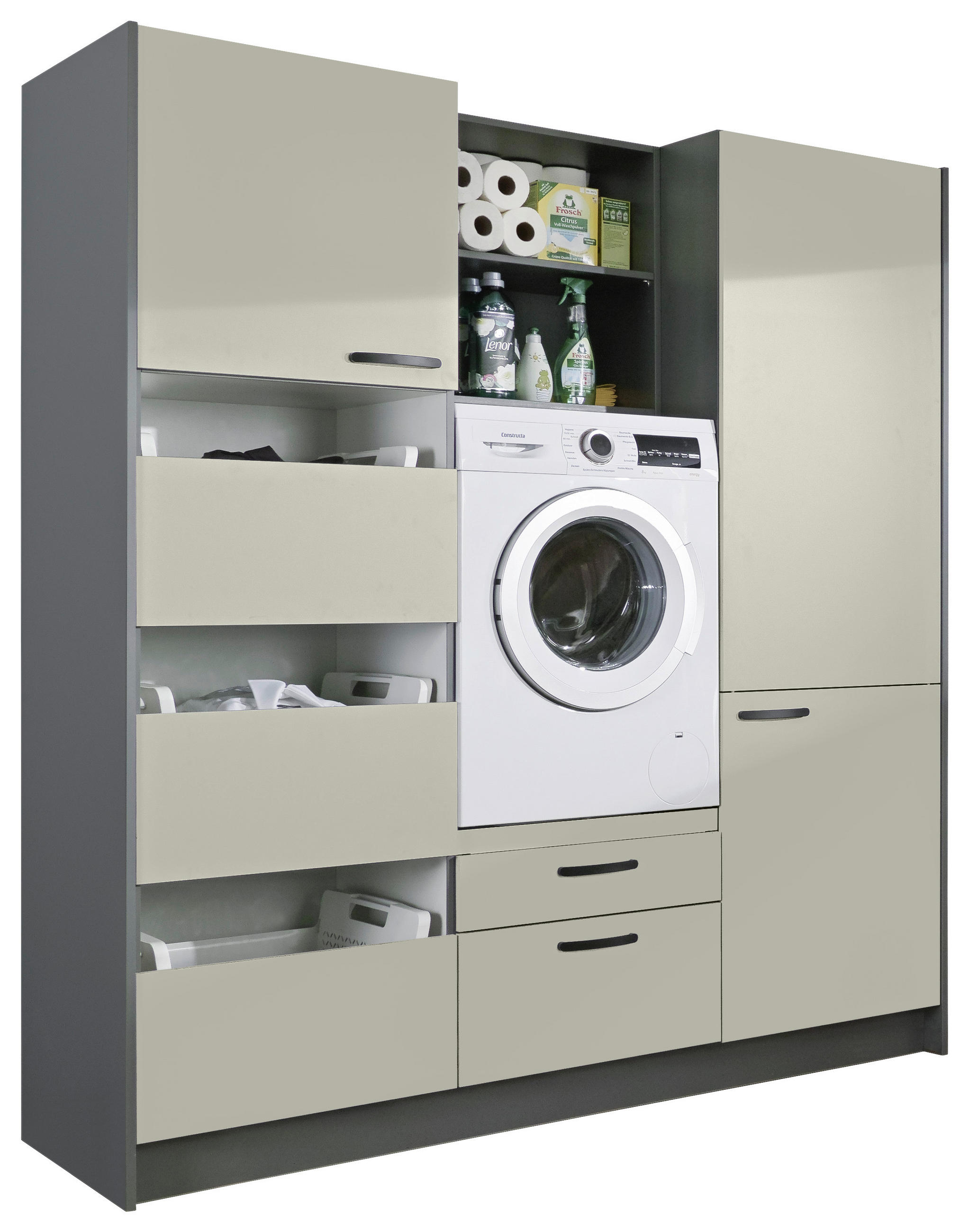 HAUSWIRTSCHAFTSRAUM  in Anthrazit, Hellgrau  - Anthrazit/Hellgrau, Basics, Holzwerkstoff (185cm) - Express