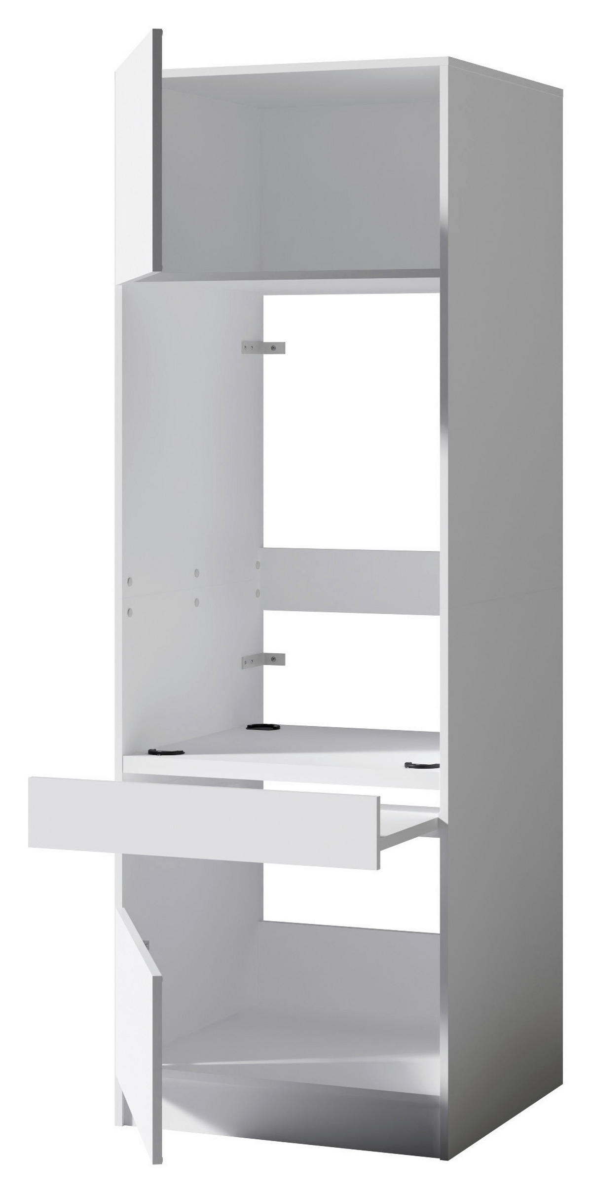 WASCHMASCHINENSCHRANK  68/200/68 cm  - Schwarz/Weiß, Design, Holzwerkstoff/Metall (68/200/68cm) - Milino