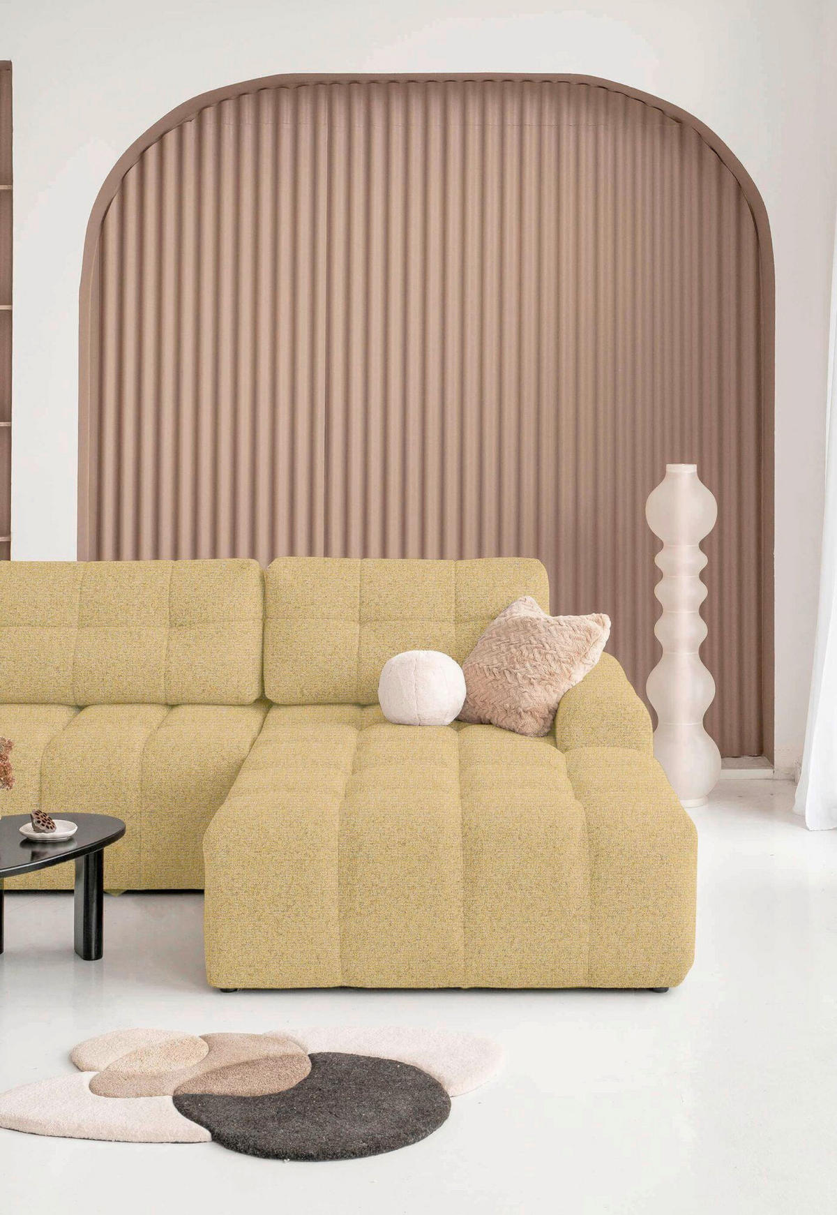 ECKSOFA  in Gelb  268/184 cm  - Gelb/Schwarz, Design, Kunststoff/Textil (268/184cm) - MID.YOU