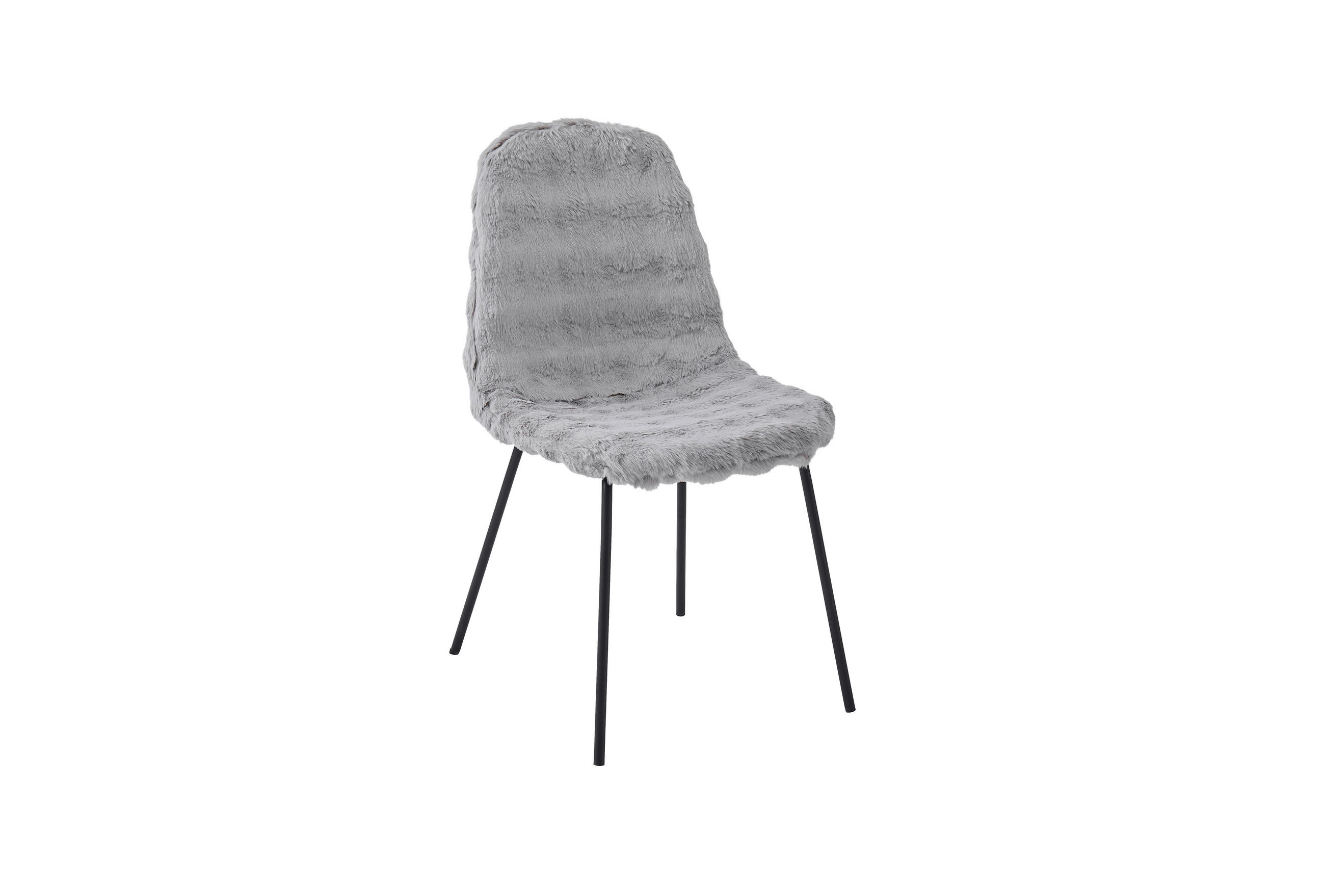 STUHL   Plüsch  Grau  - Schwarz/Grau, Design, Textil/Metall (44/87/53cm) - Milino