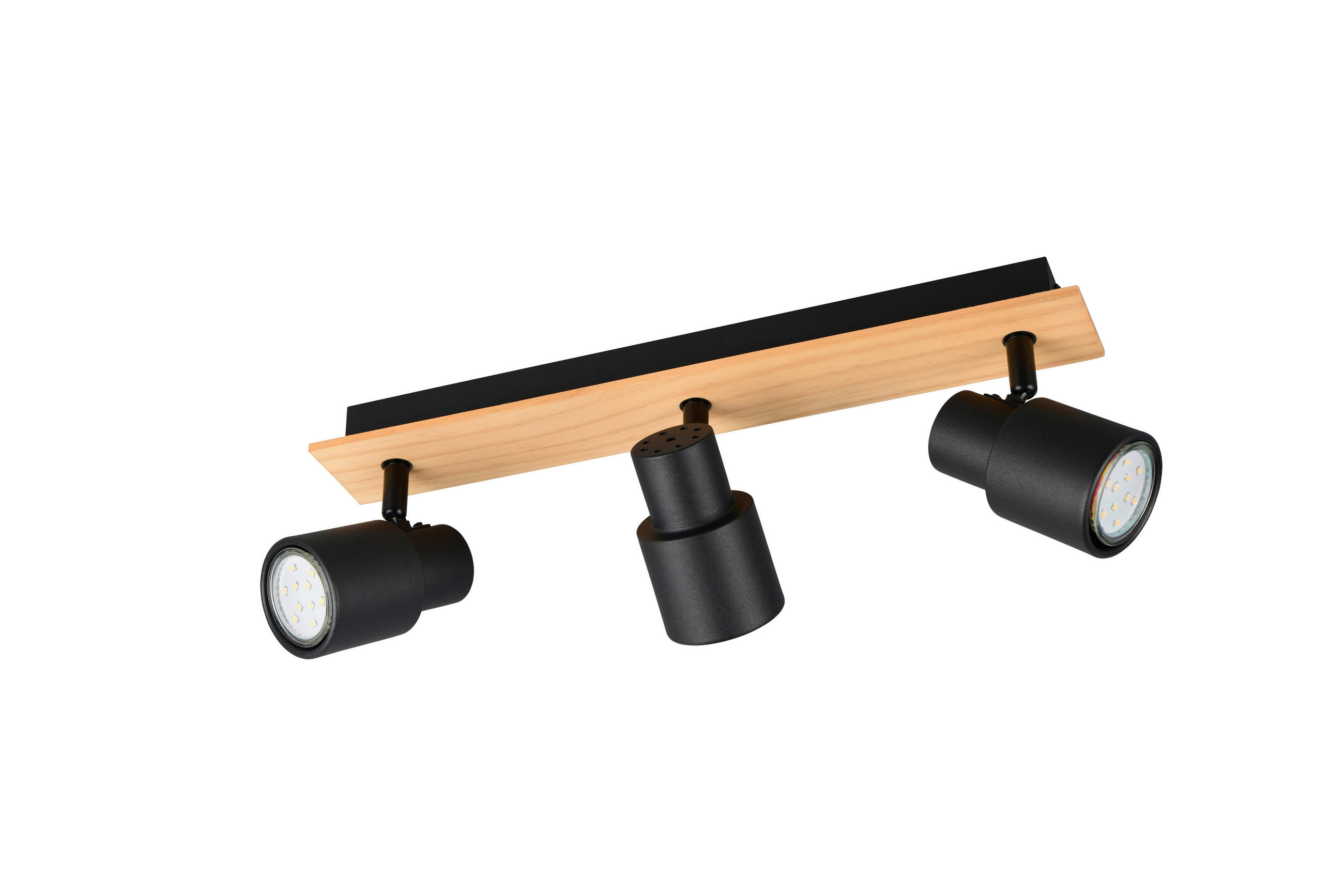 DECKENSTRAHLER PIERRE 46/15/6 cm   - Schwarz/Kieferfarben, Natur, Holz/Metall (46/15/6cm)