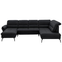 WOHNLANDSCHAFT  in Echtleder Anthrazit  - Anthrazit/Schwarz, Design, Leder/Metall (181/336/206cm) - Beldomo Speed