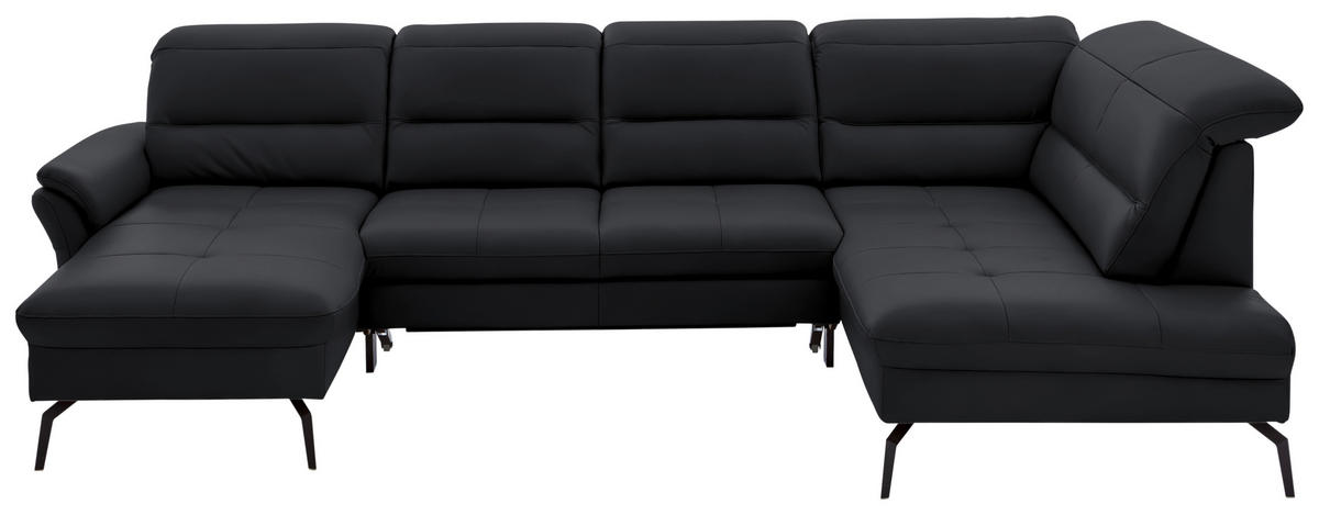 WOHNLANDSCHAFT  in Echtleder Anthrazit  - Anthrazit/Schwarz, Design, Leder/Metall (181/336/206cm) - Beldomo Speed