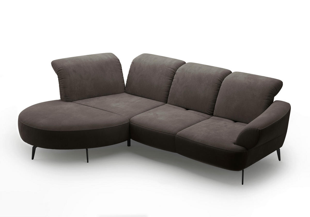 ECKSOFA in Flachgewebe Graphitfarben  - Schwarz/Graphitfarben, Modern, Textil/Metall (208/313cm) - Sit & More