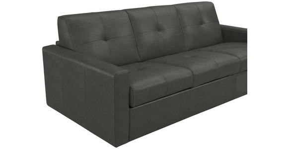 SCHLAFSOFA Bard in Echtleder Dunkelgrau  - Dunkelgrau/Schwarz, KONVENTIONELL, Leder/Kunststoff (206/81/96cm) - Novel
