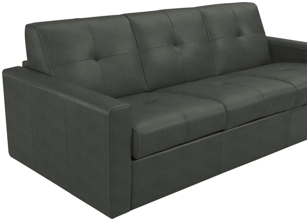 SCHLAFSOFA Dunkelgrau  - Dunkelgrau/Schwarz, Konventionell, Leder/Kunststoff (206/81/96cm) - Novel