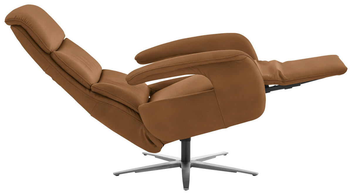 RELAXSESSEL in Leder Karamell  - Edelstahlfarben/Karamell, Design, Leder/Metall (76/119/86cm) - Dieter Knoll