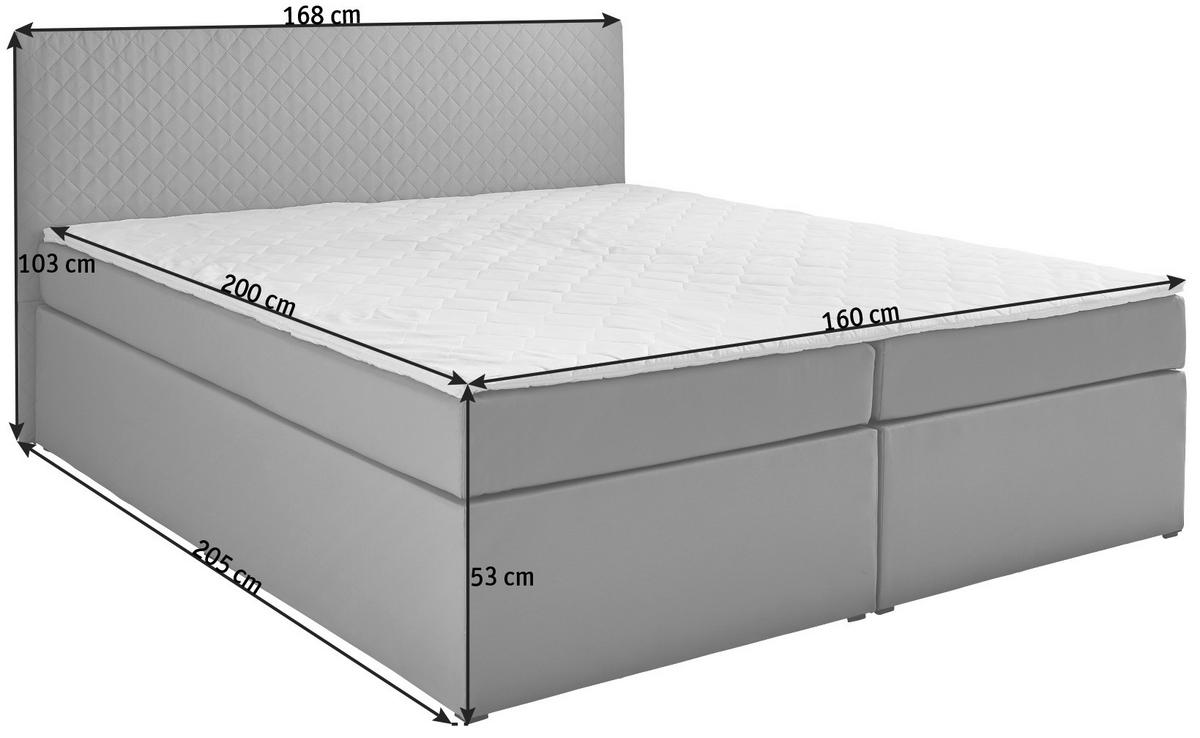 POSTELJA Z VZMETNICO 160 cm   x 200 cm  , tekstil svetlo siva  - svetlo siva, Design, tekstil/leseni material (160/200cm) - Carryhome